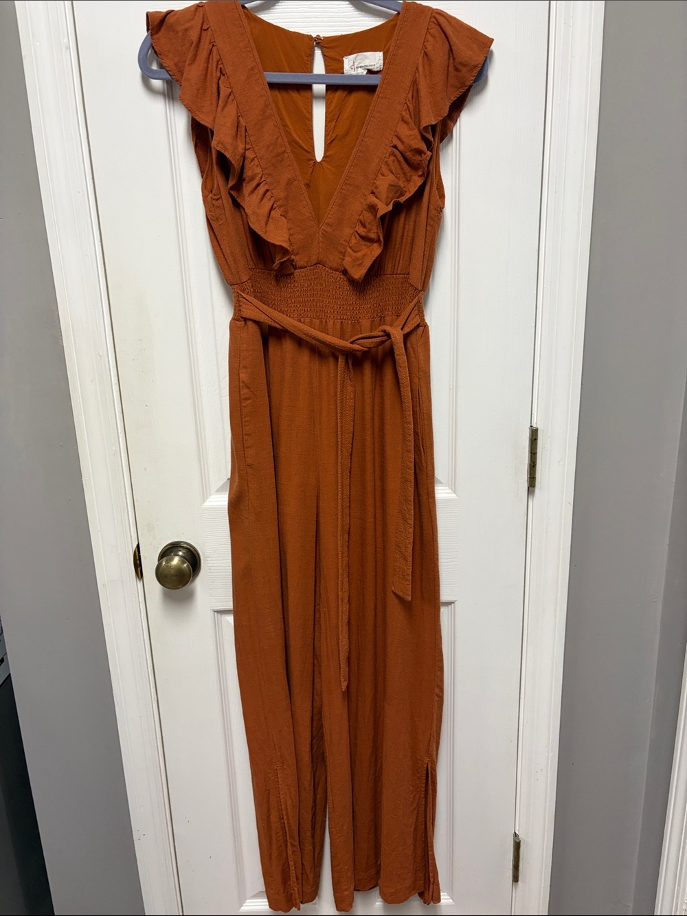Anthropologie Burnt Orange Jumpsuit